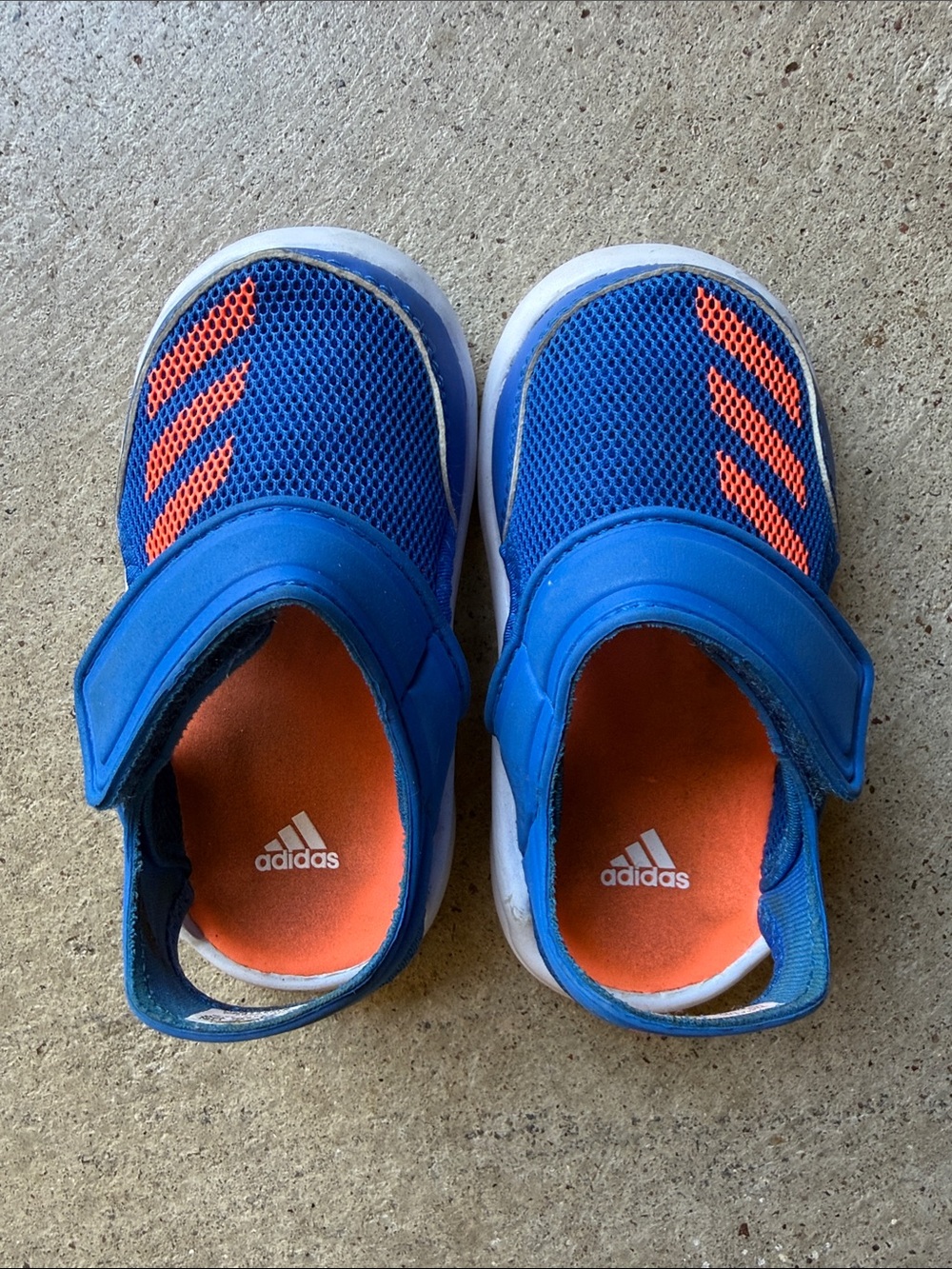 adidas Kids Blue Sneakers with Orange Accents